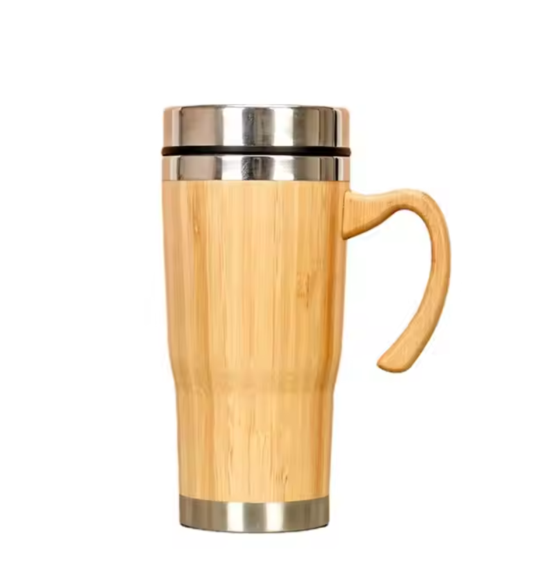 แก้วสแตนเลสไม้ไผ่ พร้อมหูจับ 15 ออนซ์/450 ml