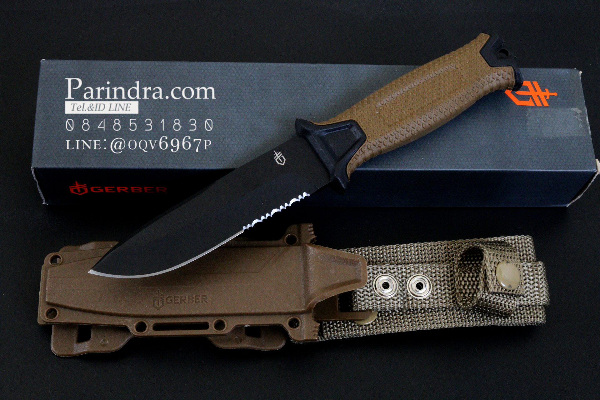 มีดใบตาย Gerber Strong Arm Semi serrated Fixed Blade OEM สีน้ำตาล ขนาด 10 นิ้ว หล่อสุดๆ A++