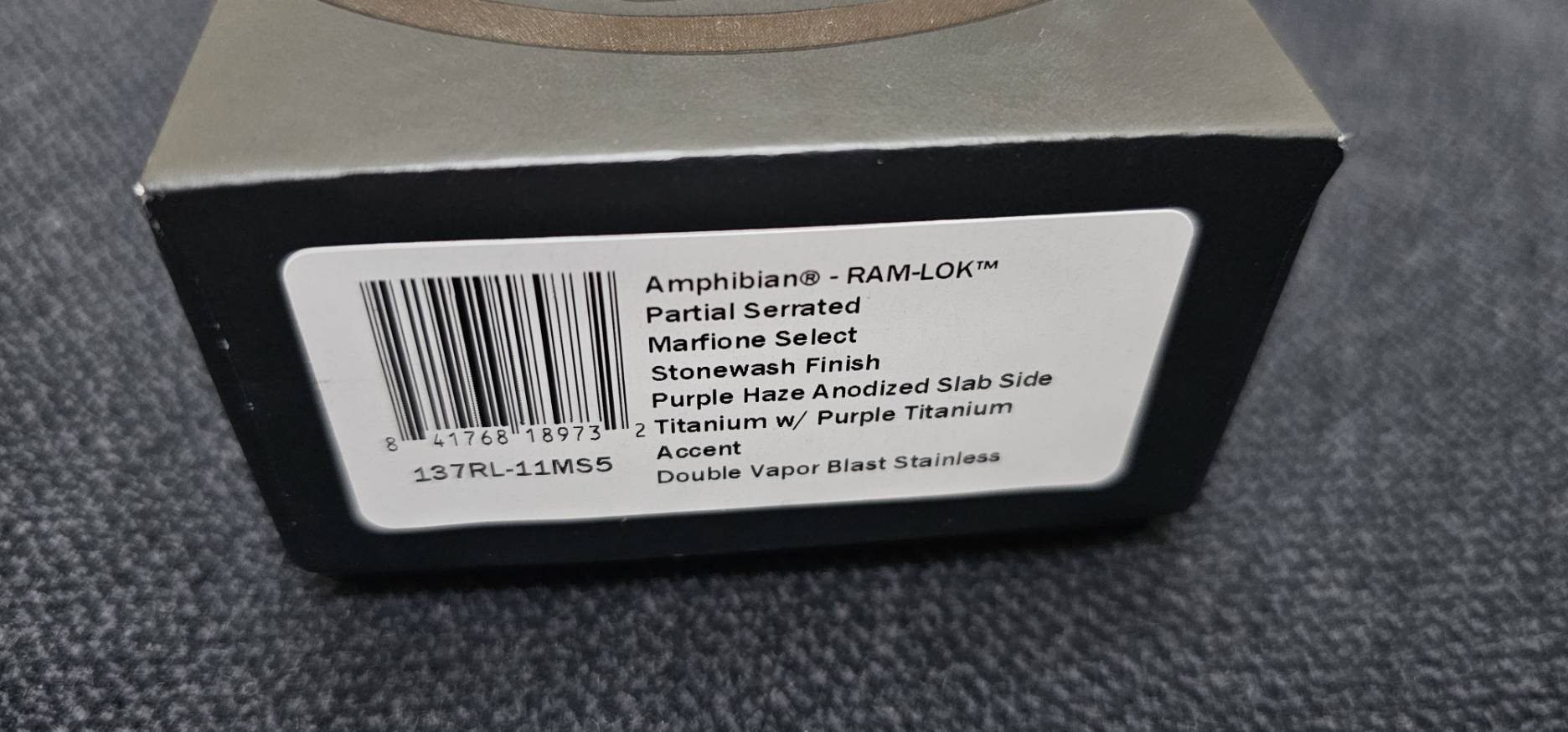 Microtech Marfione Select Amphibian RAM LOK Purple Haze Titanium Handles & Part Serrated Stonewash M390MK w/ Double Vapor Blast & Purple Accents