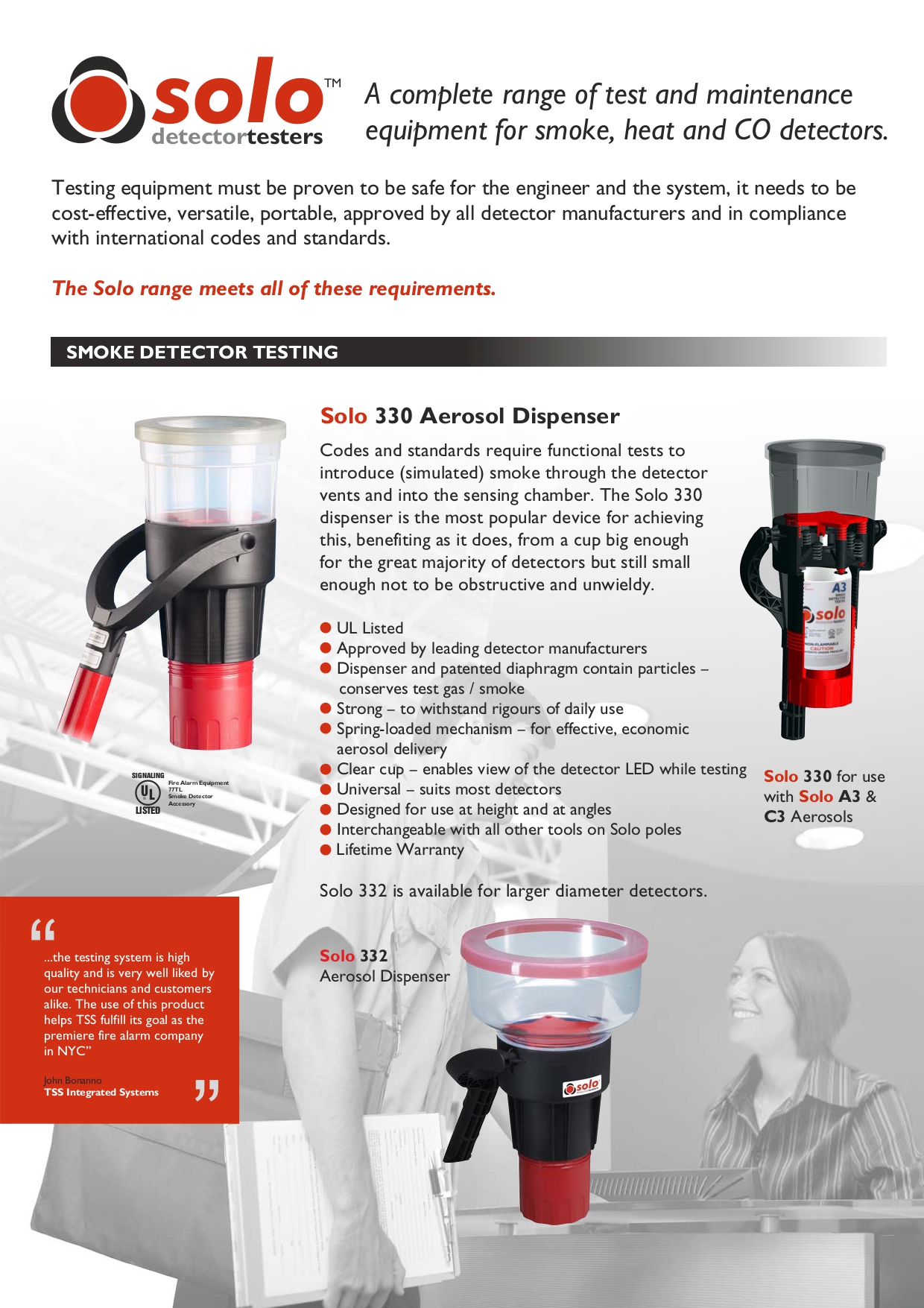 SOLO รุ่น SOLO822 ชุด KIT ทดสอบอุปกรณ์ Smoke Detector+Heat Detector แบบใช้แบตเตอรี่