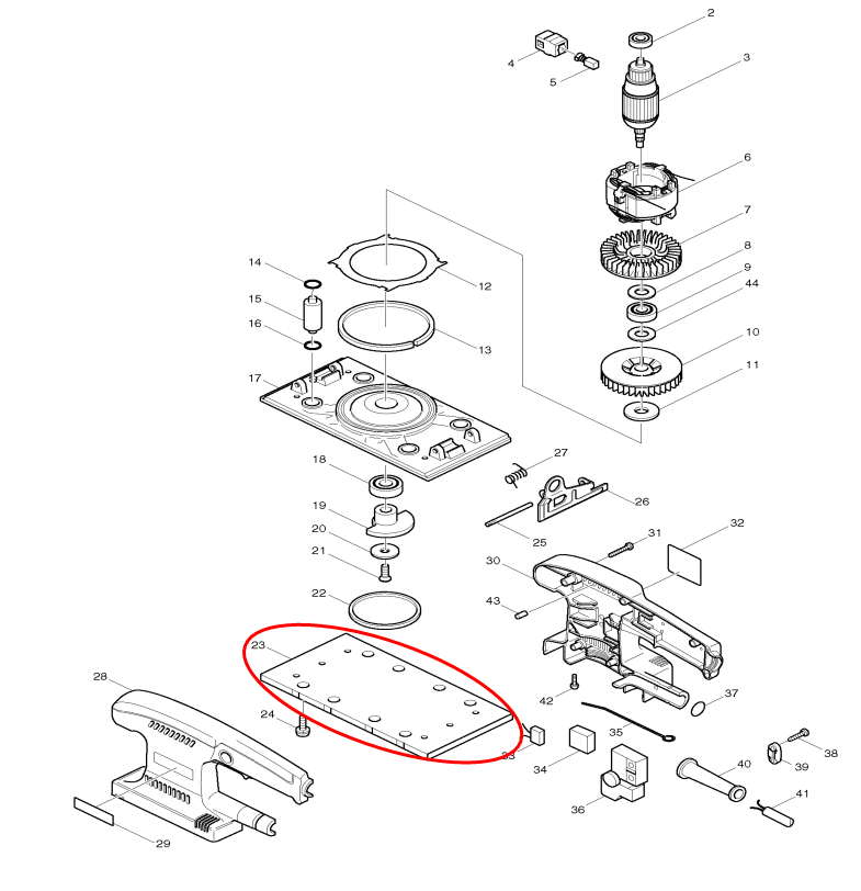 แผ่นรองขัด เครื่องขัด Makita, Maktec BO3700 [#23], BO3710, BO3711 [#47], MT923 [#43] Pn.140441-9 ,140146-1 (แท้) ##(*)