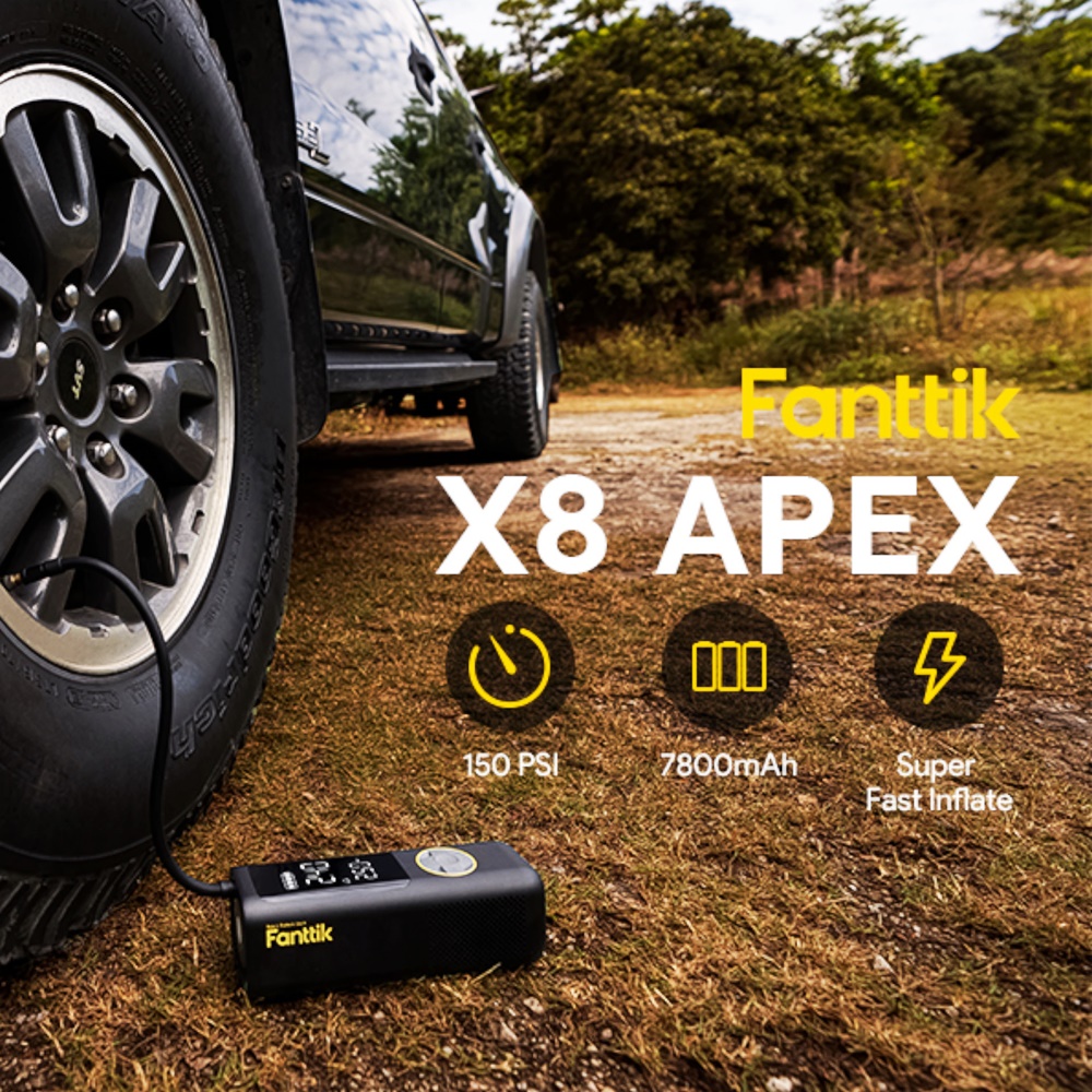 สูบลมไฟฟ้า Fanttik X8 APEX แรงดันสูง 150 PSI สูบเร็ว 2 เท่า ใช้ได้ทั้งรถยนต์ มอเตอร์ไซค์ จักรยาน ลูกบอล แบตเตอรี่ 7800 mAh พกพาง่าย