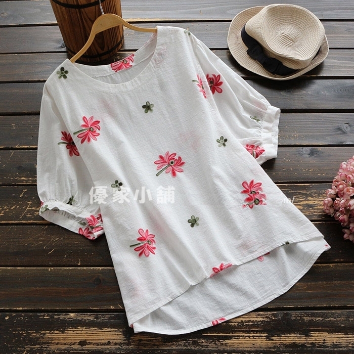 เสื้อผ้าฝ้ายนุ่มปักลาย