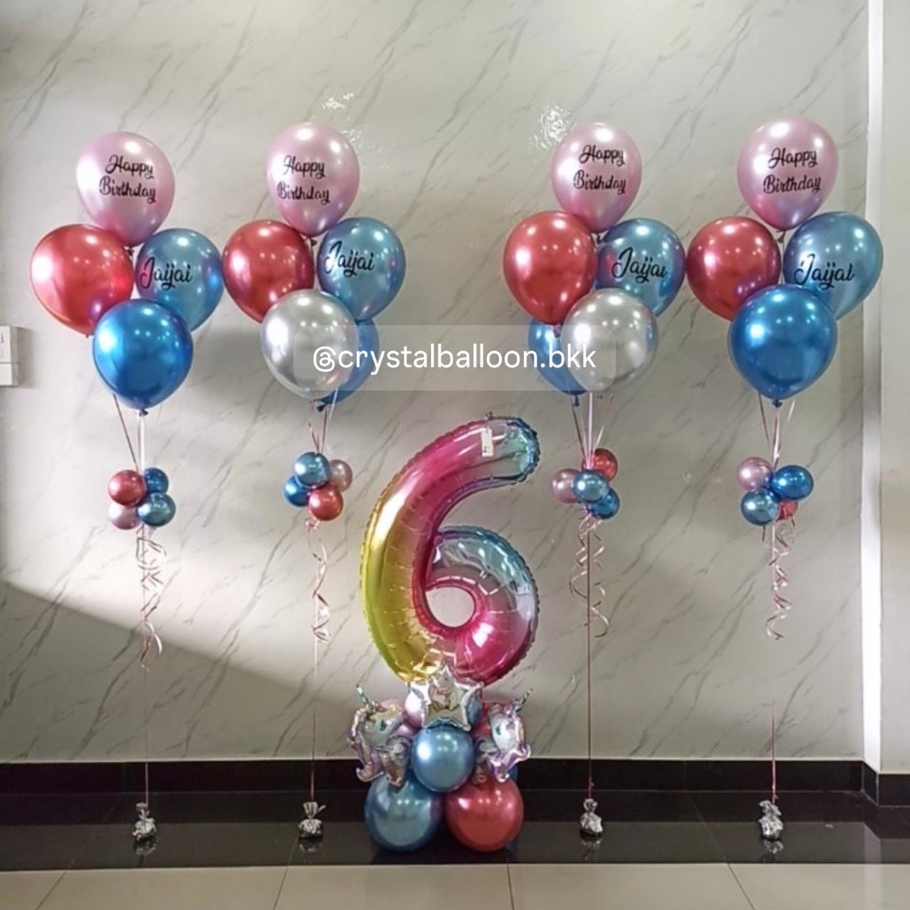 ลูกโป่งวันเกิดเด็ก ลูกโป่งฟอยล์ตัวเลข ขนาด 40" ตั้งฐาน 1 ชิ้น ,ลูกโป่งช่อ 5 ลูก 4 ช่อ , ธีมคัลเลอร์ฟูล พร้อมตกแต่ง สามารถเปลี่ยนฟอยล์ตกแต่งได้