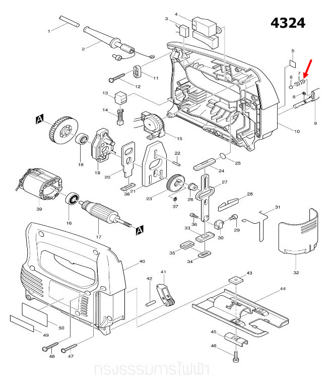 สปริงดัน จิ๊กซอว์ มากีต้า-Makita 4324, 4329, M4301, M4301B [#7] Pn.233151-6 (แท้) ##