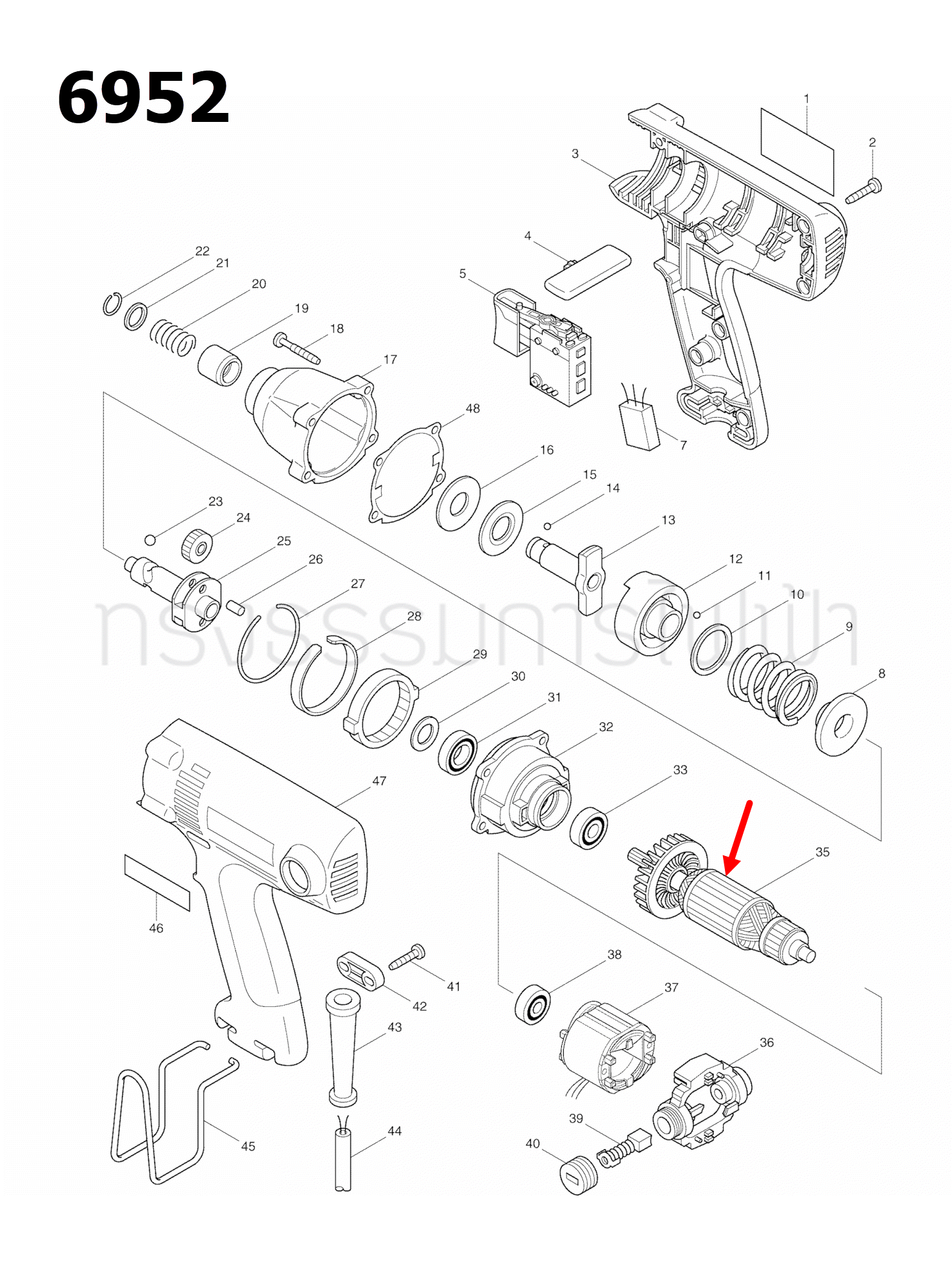 ทุ่น ไขควงไฟฟ้า Makita มากีต้า 6952 (แท้) ##