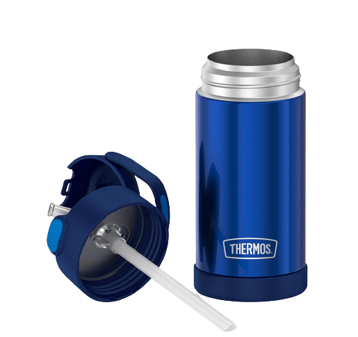 กระติกดูดน้ำแตนเลสหุ้มฉนวนสุญญากาศยี่ห้อ Thermos ของแท้ขนาด 12 ออนซ์ ลาย Blue