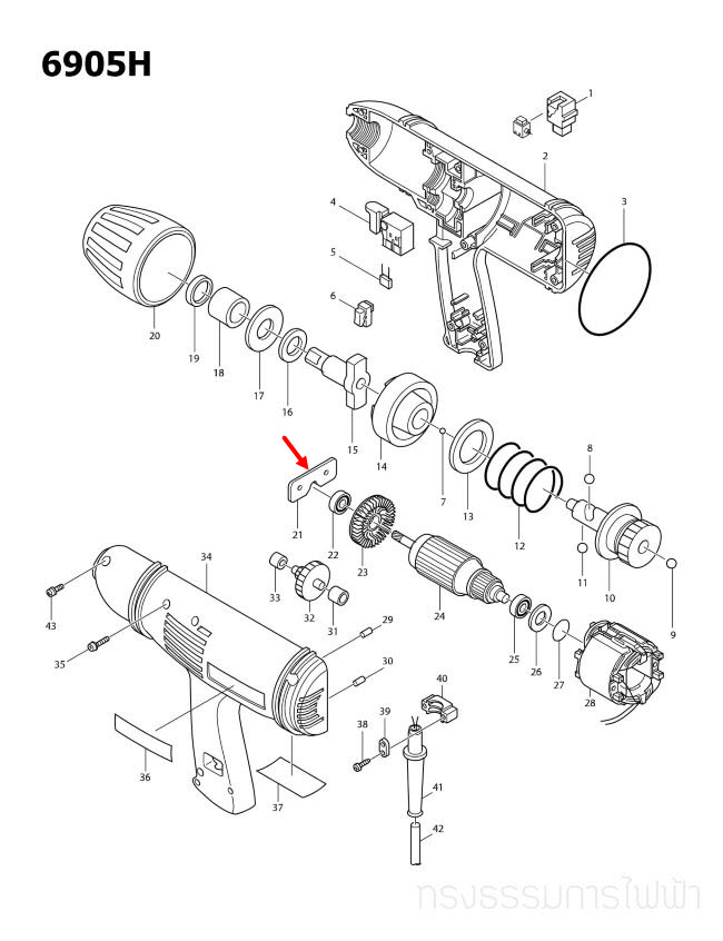 CUSHION PLATE บล็อคไฟฟ้า Makita มากีต้า 6905H [#21] Pn.162149-5 (แท้) ##