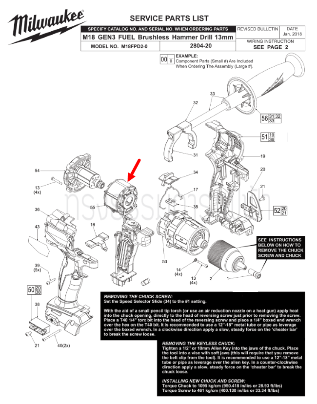 ฟิลคอยล์ สว่านไร้สาย Milwaukee มิลวอกี้ M18FPD2 [#55] P/N.208285003 (แท้)##(*)