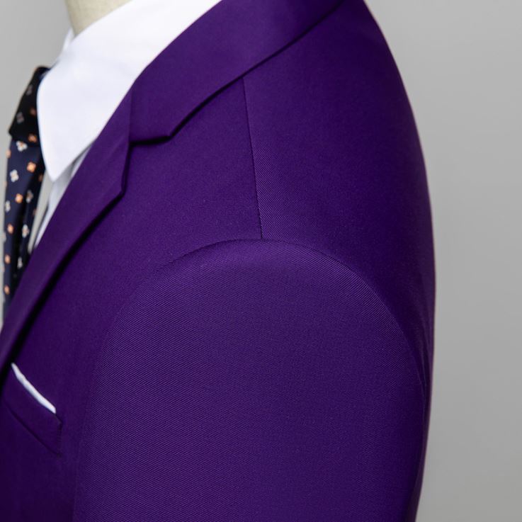 Pre-order ชุดสูทชาย สีม่วง ทรงสลิม สไตล์เกาหลี (ไม่มีเสื้อกั๊ก)