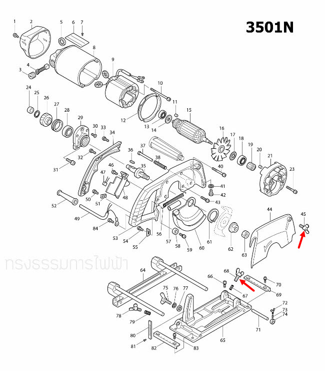 น๊อตหางปลา M6X25 เลื่อยวงเดือน Makita มากีต้า 3501N [#45, #68], 5103N [#76], 5401N [#68], 5402 [#76] Pn.924336-2 (แท้) ##