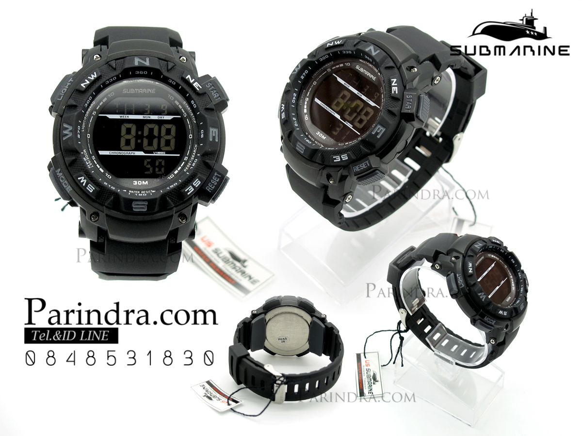 นาฬิกา US submarine รุ่น TP1326M สีดำ พื้นหลังดำ
