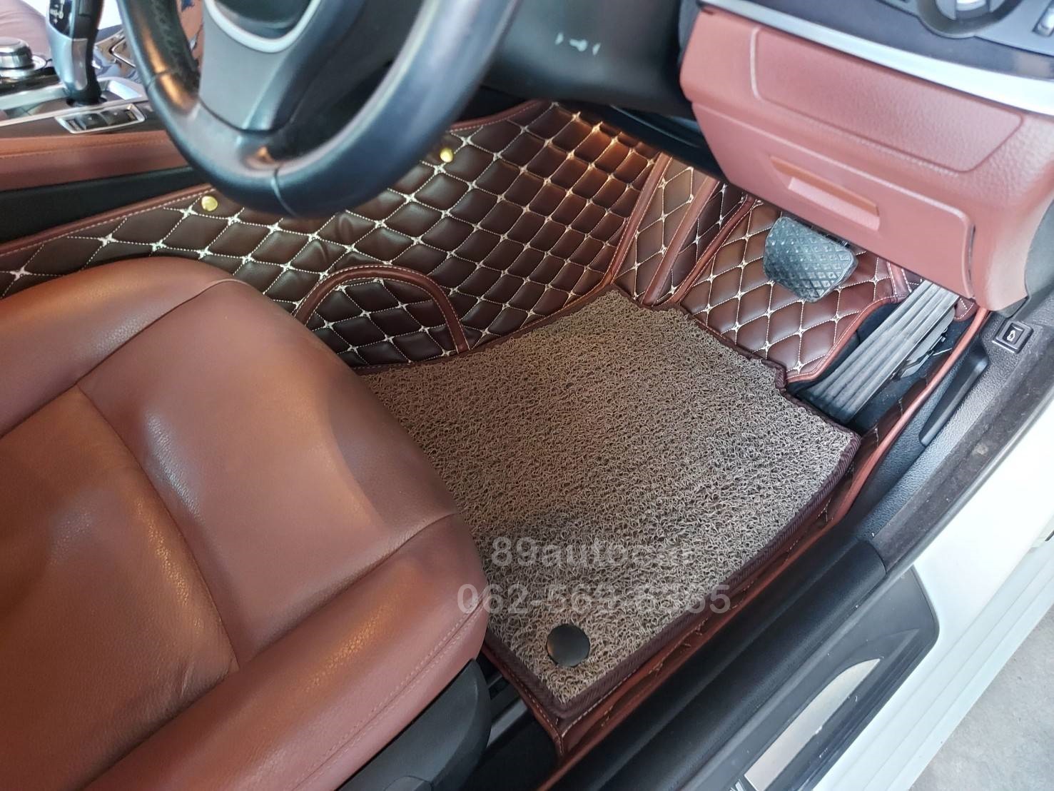 พรมรถยนต์ BMW 520d F10 2016 ปูพรม7D สีกาแฟ + พรมดักฝุ่นสีน้ำตาล เต็มคัน