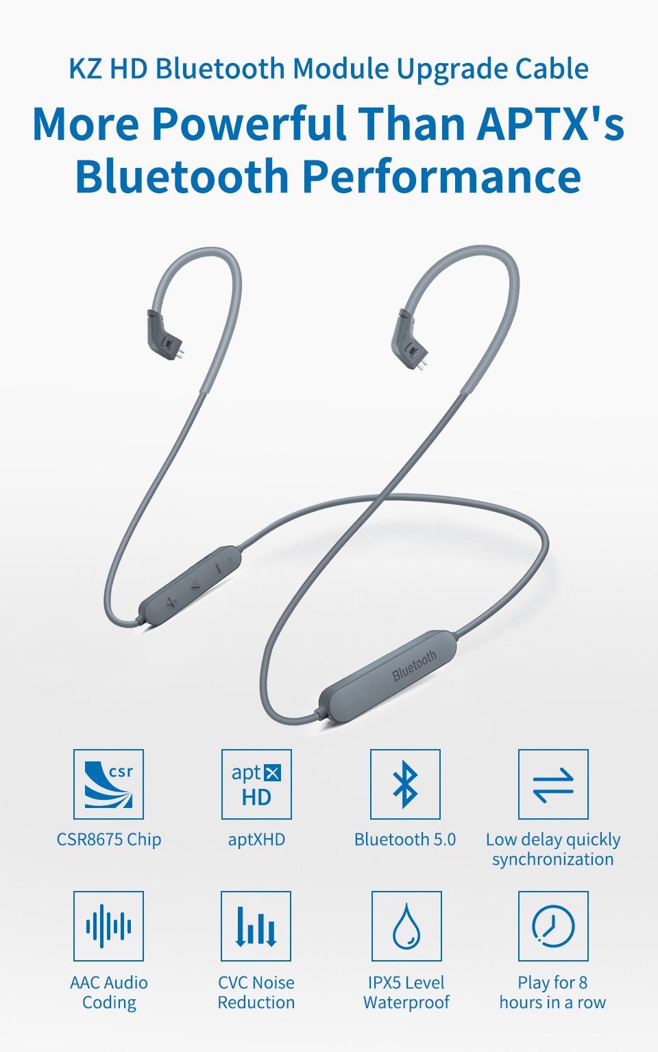 ขาย KZ Bluetooth Extra APTX HD ชิป CSR8675 รองรับบลูทูธ 5.0