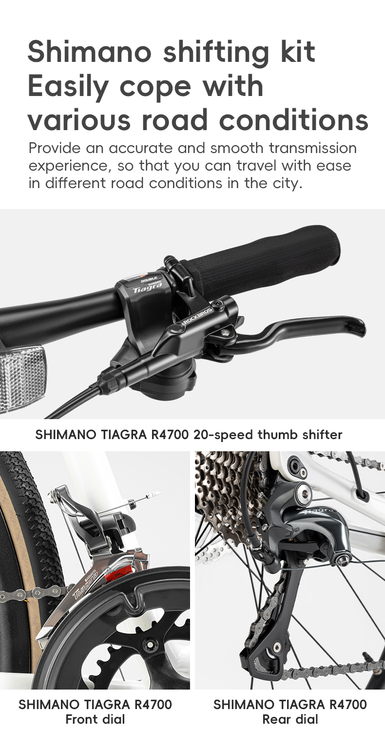 จักรยานไฮบริด ROCKBROS SPIN P2M เฟรมอลูมิเนียม Shimano Tiagra R4700 (2x10 สปีด) ล้อ 700c