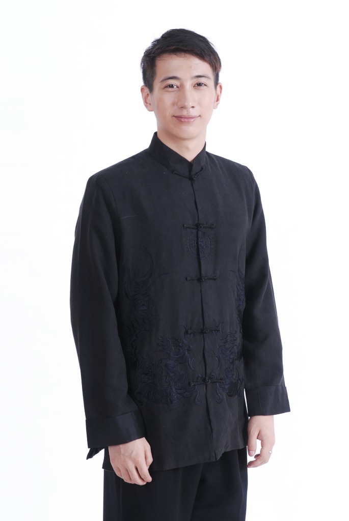 Pre-order ชุดจีน เสื้อจีนชาย แขนยาว สีดำ
