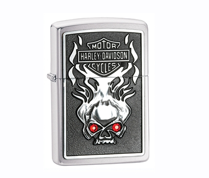 ไฟแช็ค Zippo แท้ หัวกระโหลกตาแดงฮาร์เล่ "Zippo 28267 Harley Davidson-Skull Emblem " แท้นำเข้า 100%