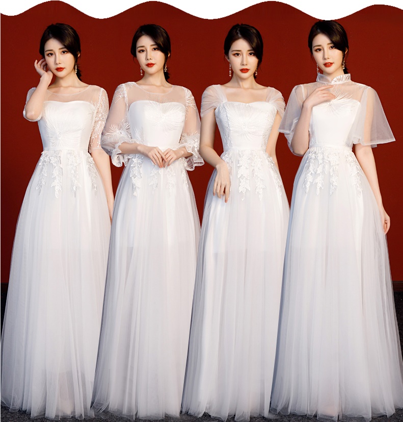 Pre-order เดรส สีขาว ชุดราตรียาว มีหลายแบบให้เลือก (ซิปหลัง)