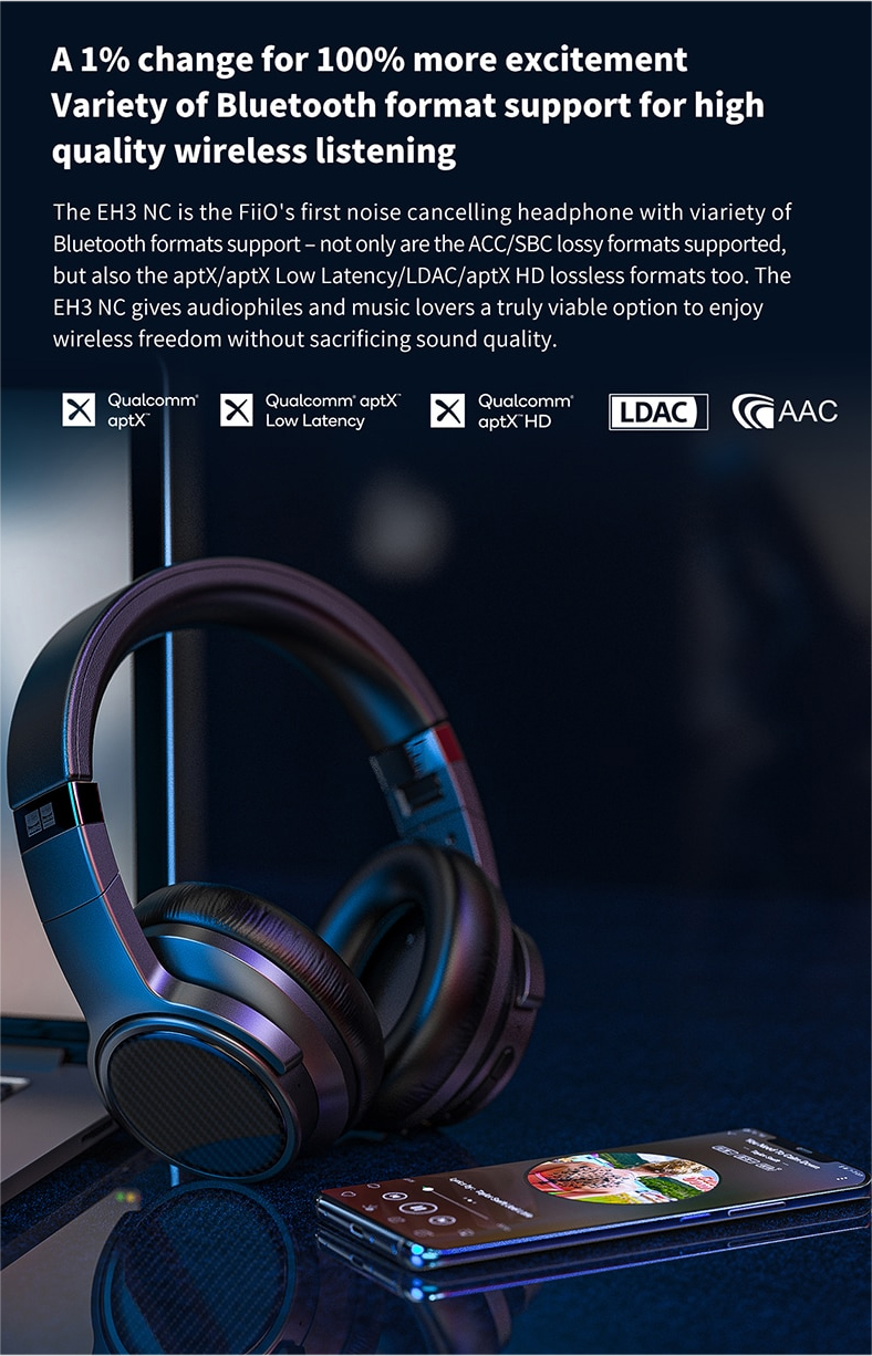 ขาย FiiO EH3NC หูฟังเฮดโฟนไร้สาย รองรับ Bluetooth5.0 , aptX LL , aptX HD , LDAC
