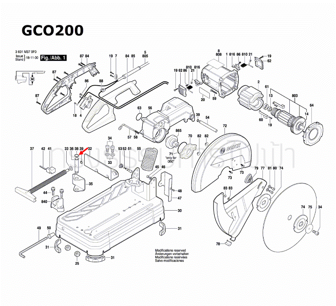 คลิป เครื่องตัดเหล็ก BOSCH รุ่น GCO14-24, GCO200, GCO220 Pn.1609B03616 (แท้-สั่ง)