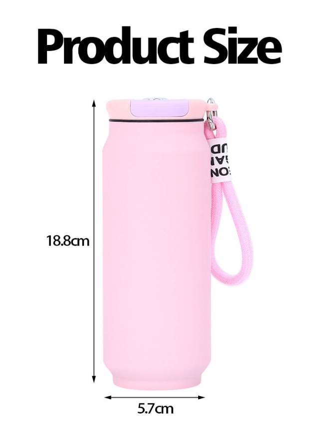 กระบอกสแตนเลส ทรงแคน ฝาหูหิ้วเชือกไนล่อน 500 ml