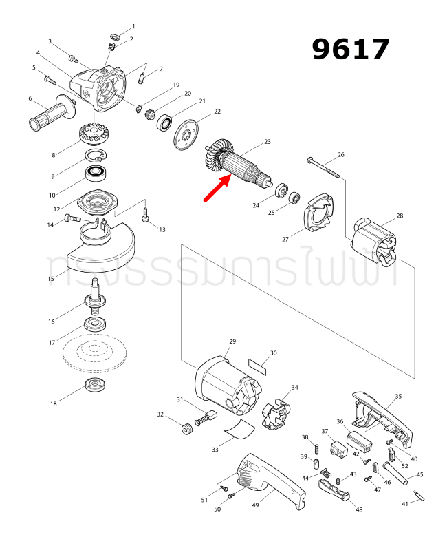 ทุ่น หินเจียร Makita มากีต้า 9617, 9617L Pn.516793-4 (แท้) ##