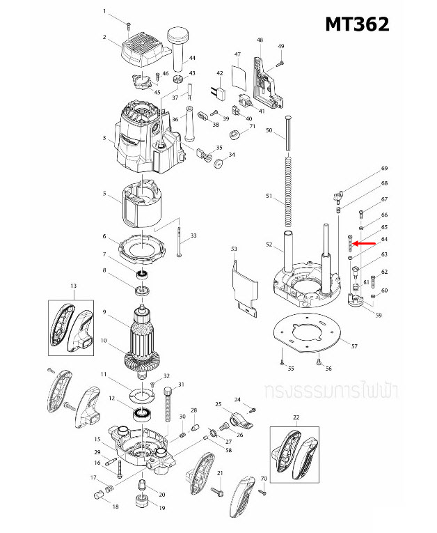 HEX. BOLT M5X40 เราท์เตอร์ Maktec มาคเทค, Makita มากีต้า MT360, MT362, M3600, M3600B [#65] Pn.265517-2 (แท้) ##