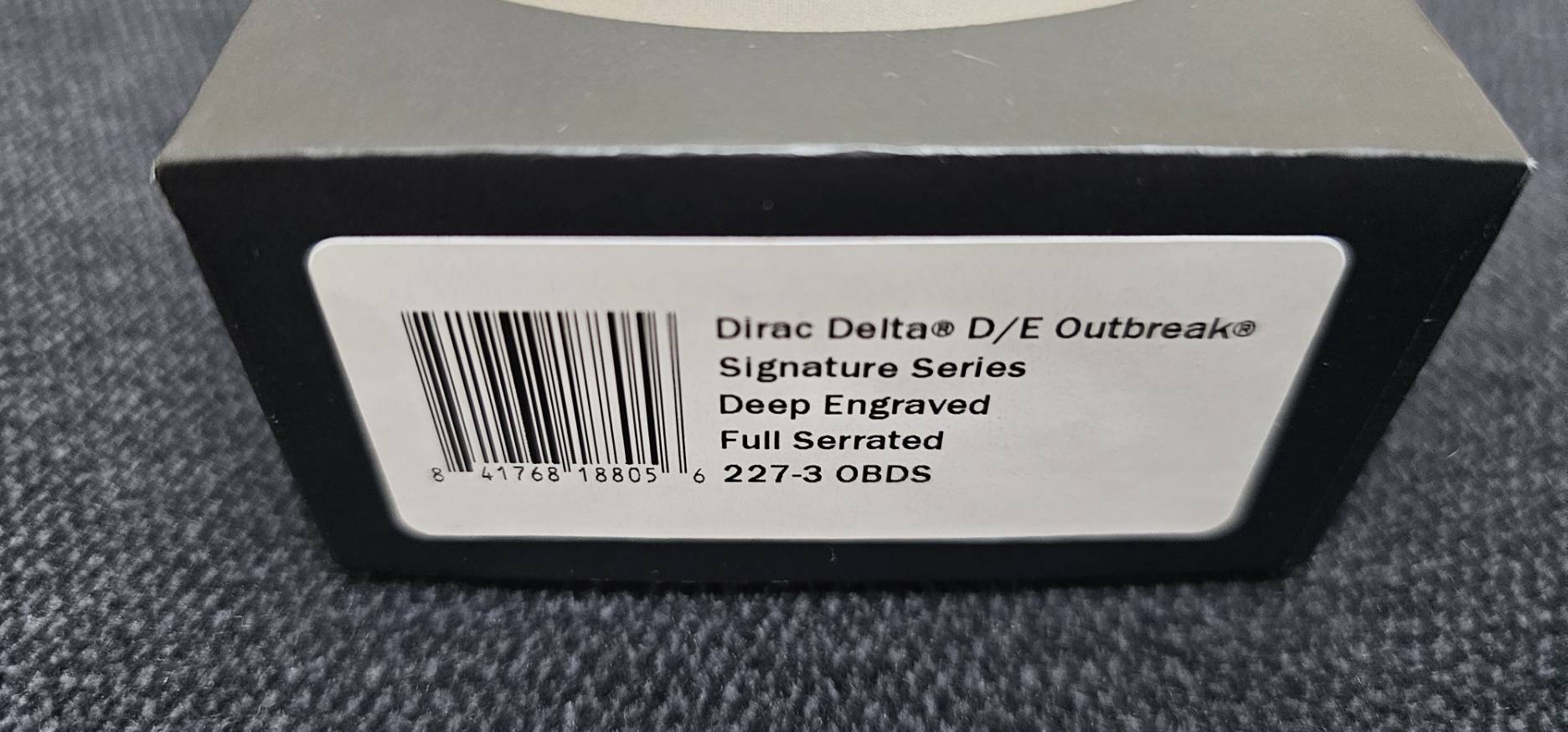 Microtech Dirac Delta D/E Full Serrated Outbreak Deep Engraved Signature Series