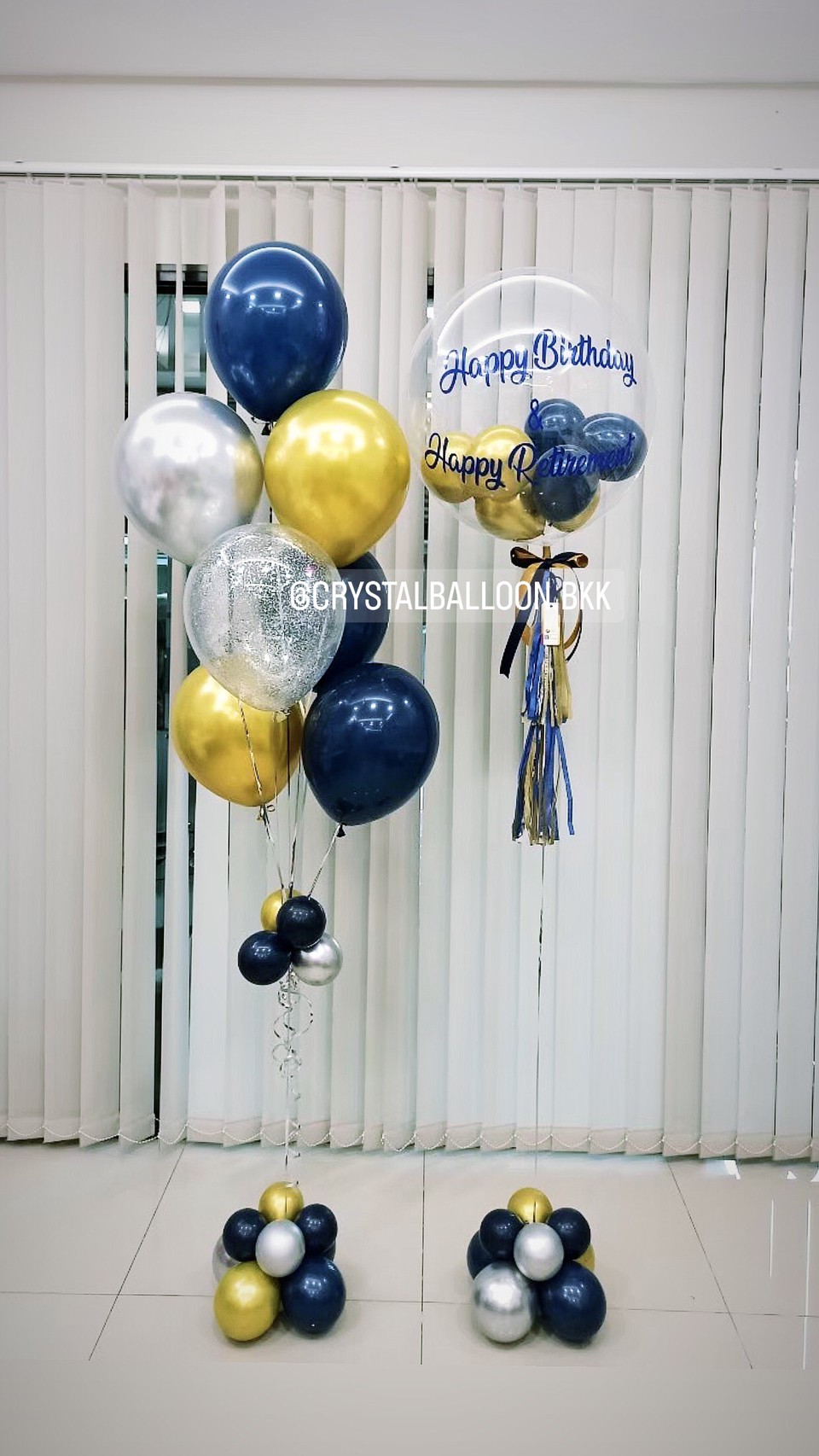 ลูกโป่ง วันเกิด Bubble USA ขนาด 24" Theme Dark Blue พร้อมตกแต่ง ช่อลูกโป่ง 7 ลูก 1 ช่อ,ลูกโป่งใส ใส่กลิตเตอร์ สามารถเปลี่ยนสีลูกโป่ง/เปลี่ยนข้อความได้