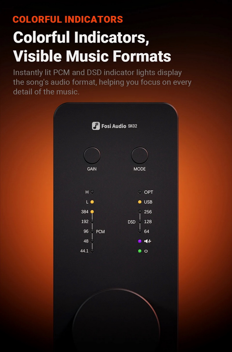 Fosi Audio SK02 DAC/AMP ตั้งโต๊ะขนาดเล็ก ชิป ESS ES9038Q2M+SGM8262 ประกันศูนย์ไทย