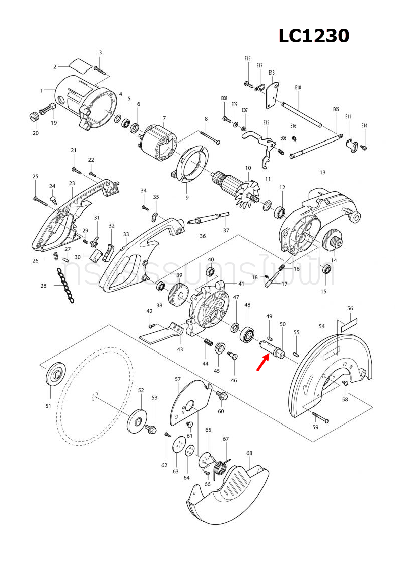 SPINDLE แท่นตัดเหล็ก Makita มากีต้า LC1230 [#50] Pn.323828-2 (แท้) ##