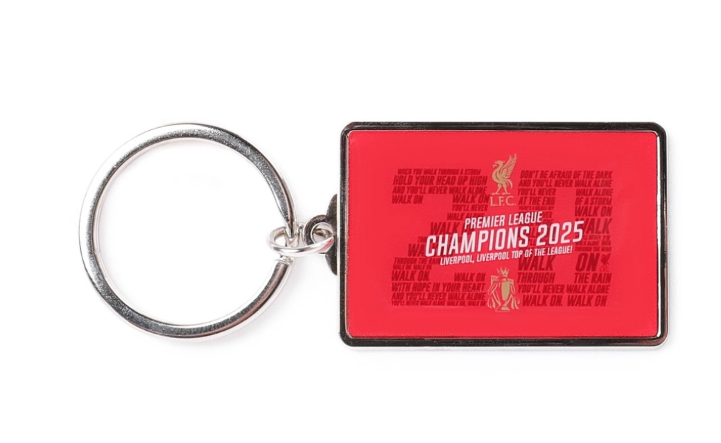 พวงกุญแจที่ระลึกลิเวอร์พูลแชมป์พรีเมียร์ลีก Champions 24/25 สีแดงของแท้