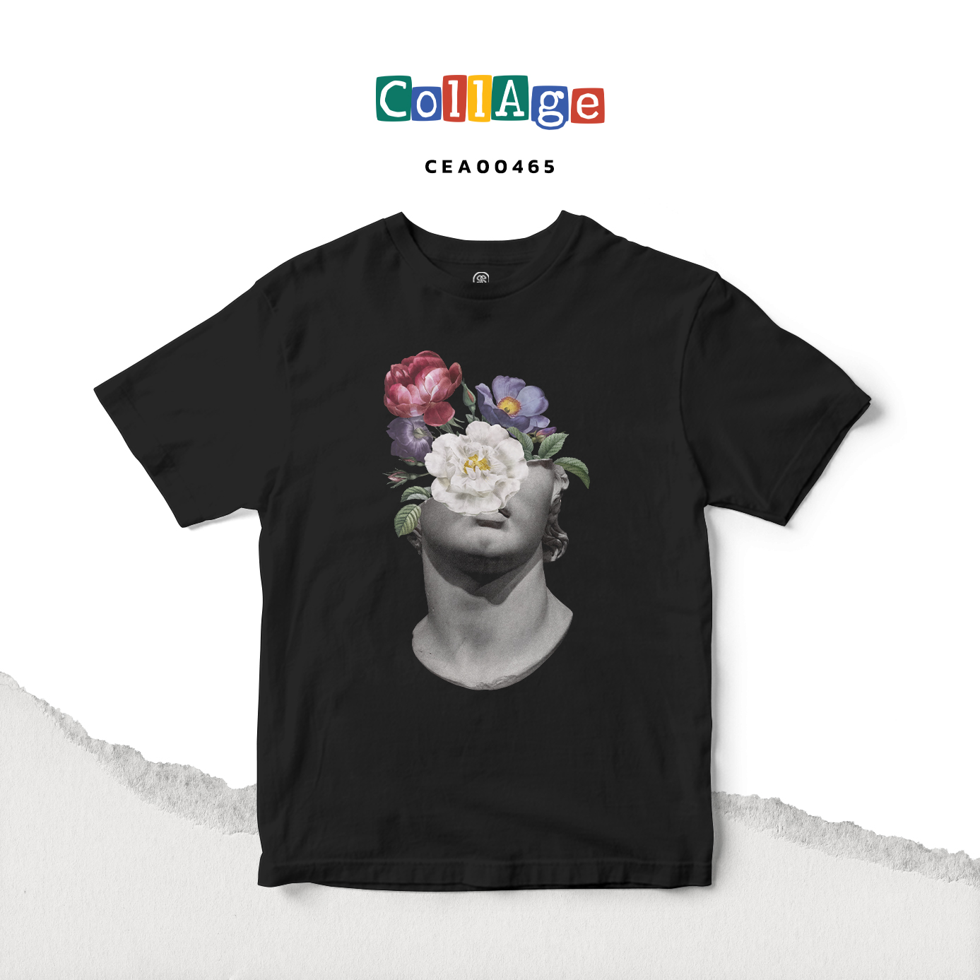 เสื้อยืดพิมพ์ลาย Collage COOL I รหัส CEA00465 สีดำ #เสื้อยืด #Collage