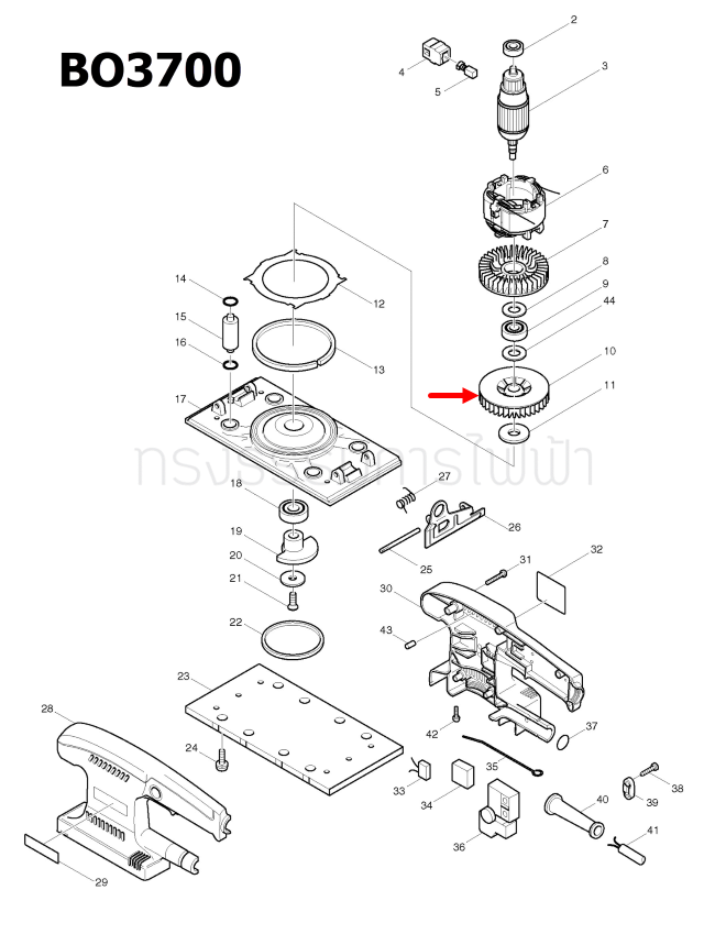 FAN 68 เครื่องขัดกระดาษทราย Makita มากีต้า BO3700 [#10] Pn.240029-6 (แท้) ##