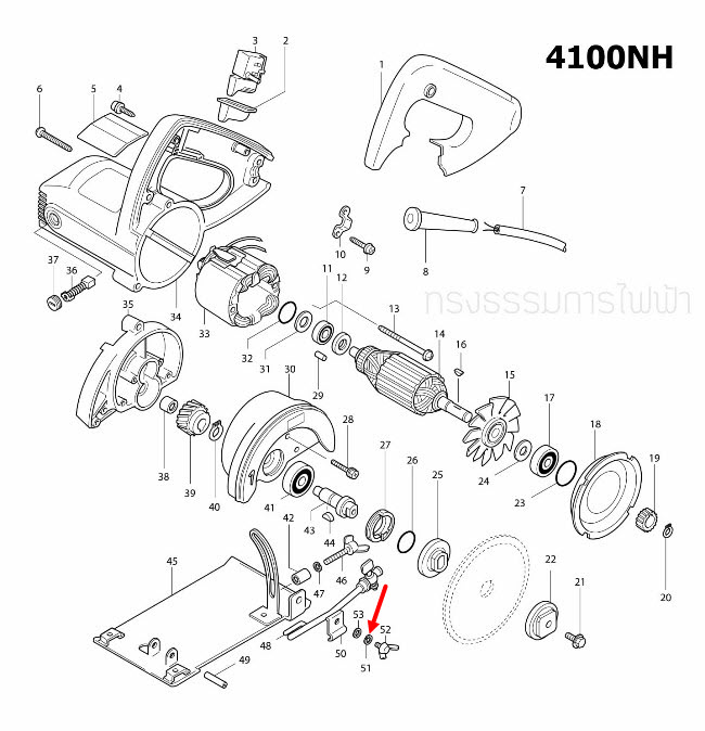 แหวนสปริง เลื่อยวงเดือน, เครื่องตัดคอนกรีต Makita 2414 [#13], 3501N [#41], 5401N [#48], 5402 [#58, 62], 4100NB [#52], 4100NH [#51], 1100 [#41], MT410 [#49], MT560, MT583 [#53] Pn.942101-7 (แท้) ##