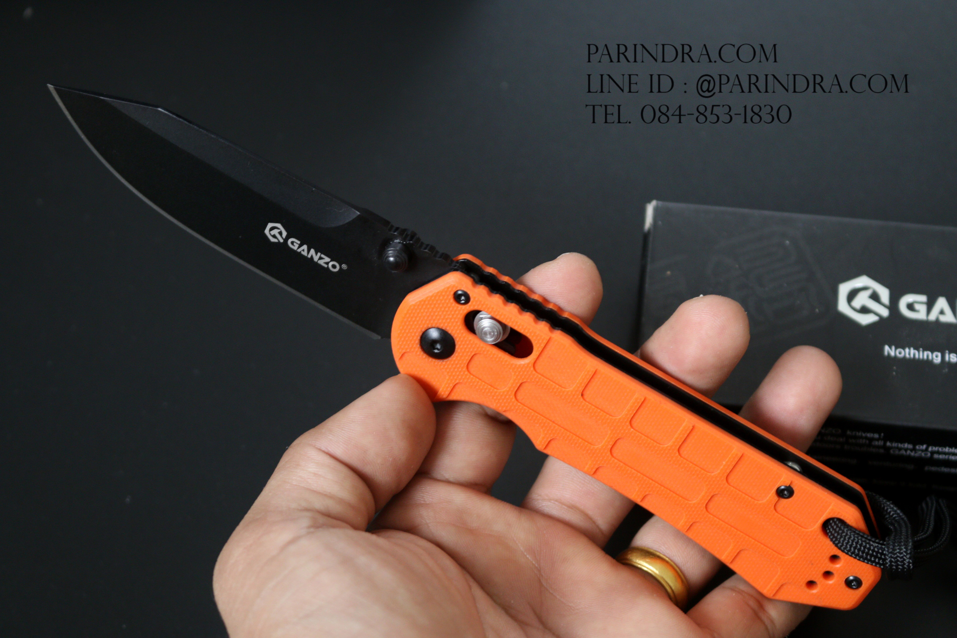 มีดพับ Ganzo กานโซ่ รุ่น Ganzo G7453P-OR-WS ใบดำด้ามเขียว ของแท้ 100%