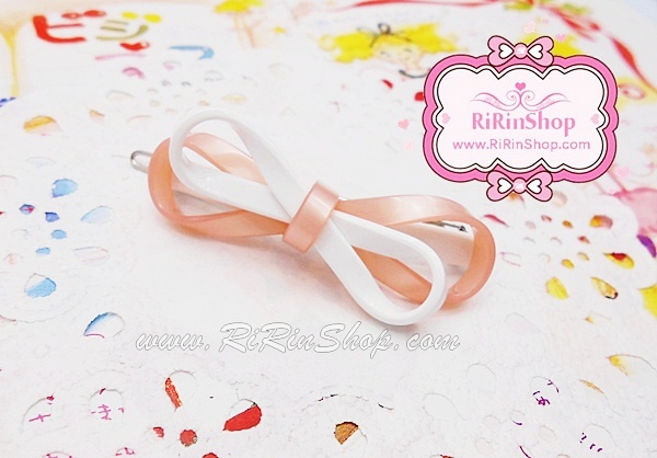 Renachris กิ๊บติดผมโบว์ซ้อน 2 ชั้น (สีขาว-ชมพู)