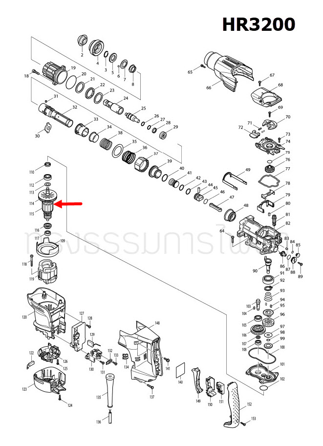 ทุ่น สว่านโรตารี่ Makita มากีต้า HR3200C, HR3210C (แท้) ##