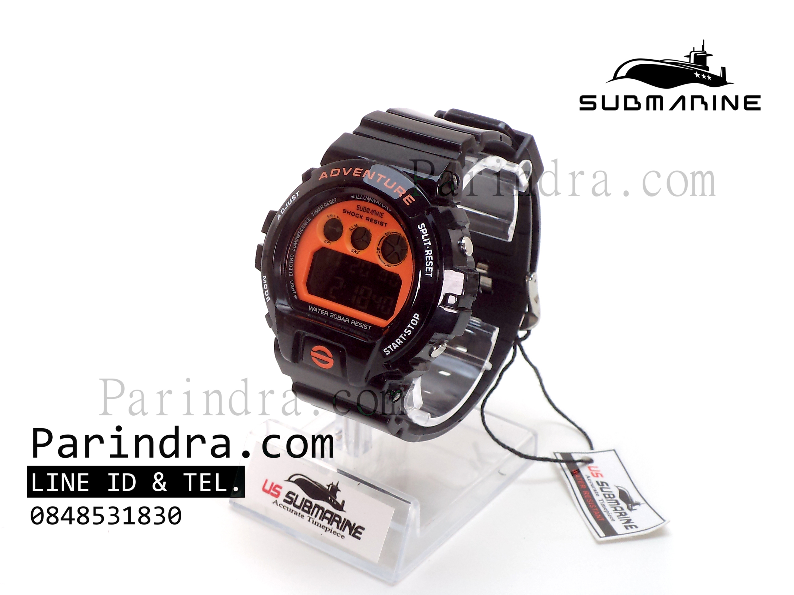 นาฬิกา US submarine Adventure Protector รุ่น TP1279M สีดำตัดส้ม พื้นหลังดำ