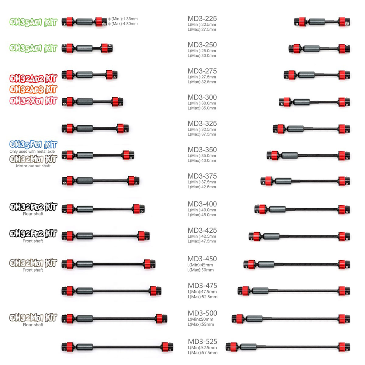 Ultrafine Metal Drive Shaft เพลาขับขนาดบางพิเศษ