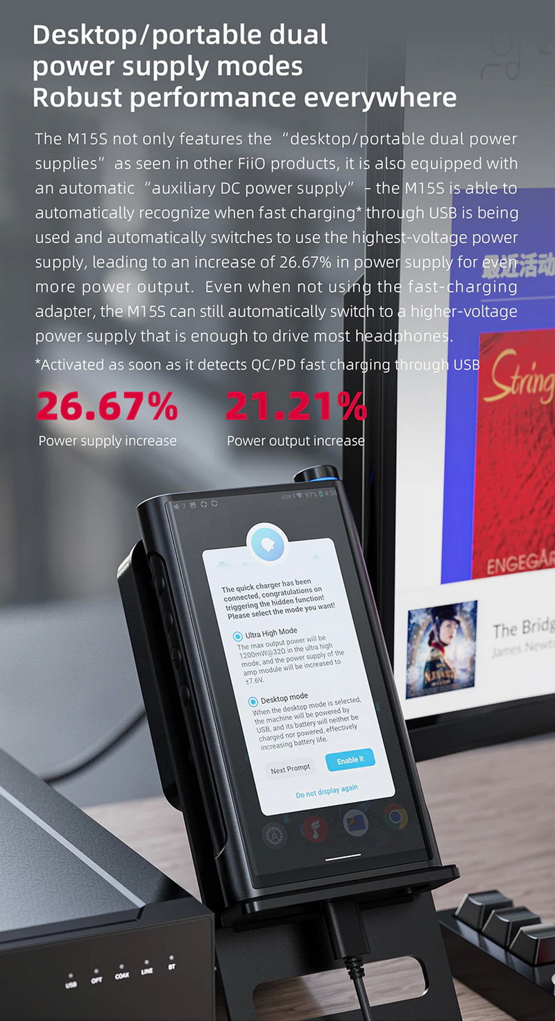 FiiO M15S DAP พกพาและตั้งโต๊ะ 2in1 ครบจบในตัวเดียว รองรับ Dual Hi-Res ประกันศูนย์ไทย