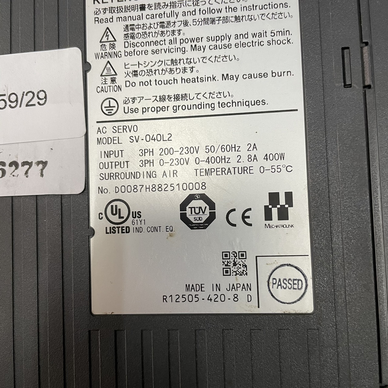 SV-040L2 SERVO DRIVE " KEYENCE "