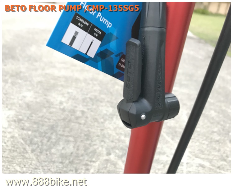 สูบตั้งพื้น BETO 26" ALLOY FLOOR PUMP W/GAUAGE สีแดง หัวแบบใหม่ AH4 ,CMP-135SGS