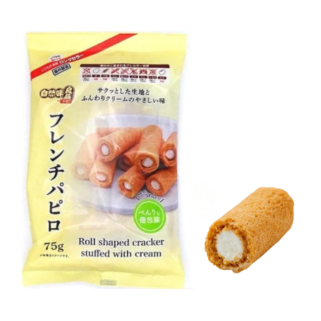 ครีมโรล Roll shaped cracker stuffed with cream ของว่างสไตล์ฝรั่งเศส ขนาด 75g