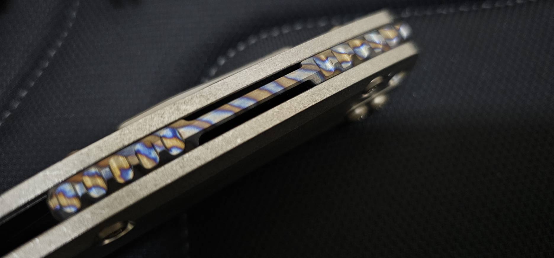 Microtech Marfione Select Amphibian RAM-LOK Manual Folding Knife 3.875" Bohler M390MK Stonewashed Clip Point Plain Blade and Slab Titanium Handles, Flamed Titanium Accents, AXIS/Crossbar Lock