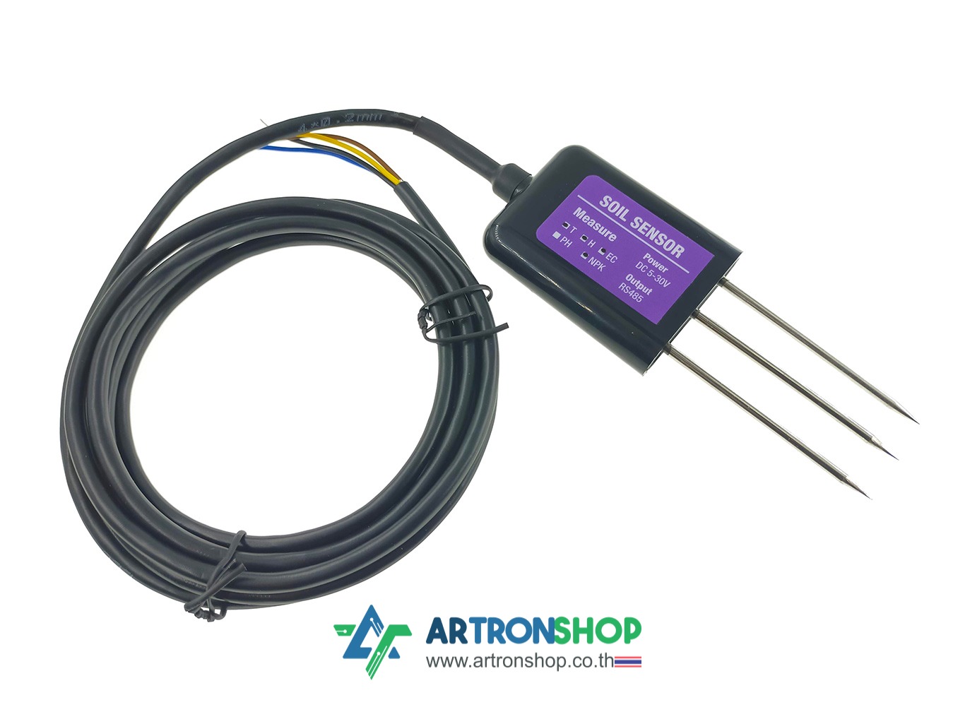 เซ็นเซอร์วัดความชื้น อุณหภูมิ EC NPK ในดิน 6 in 1 Modbus RS485 TH-EC-NPK Soil Sensor