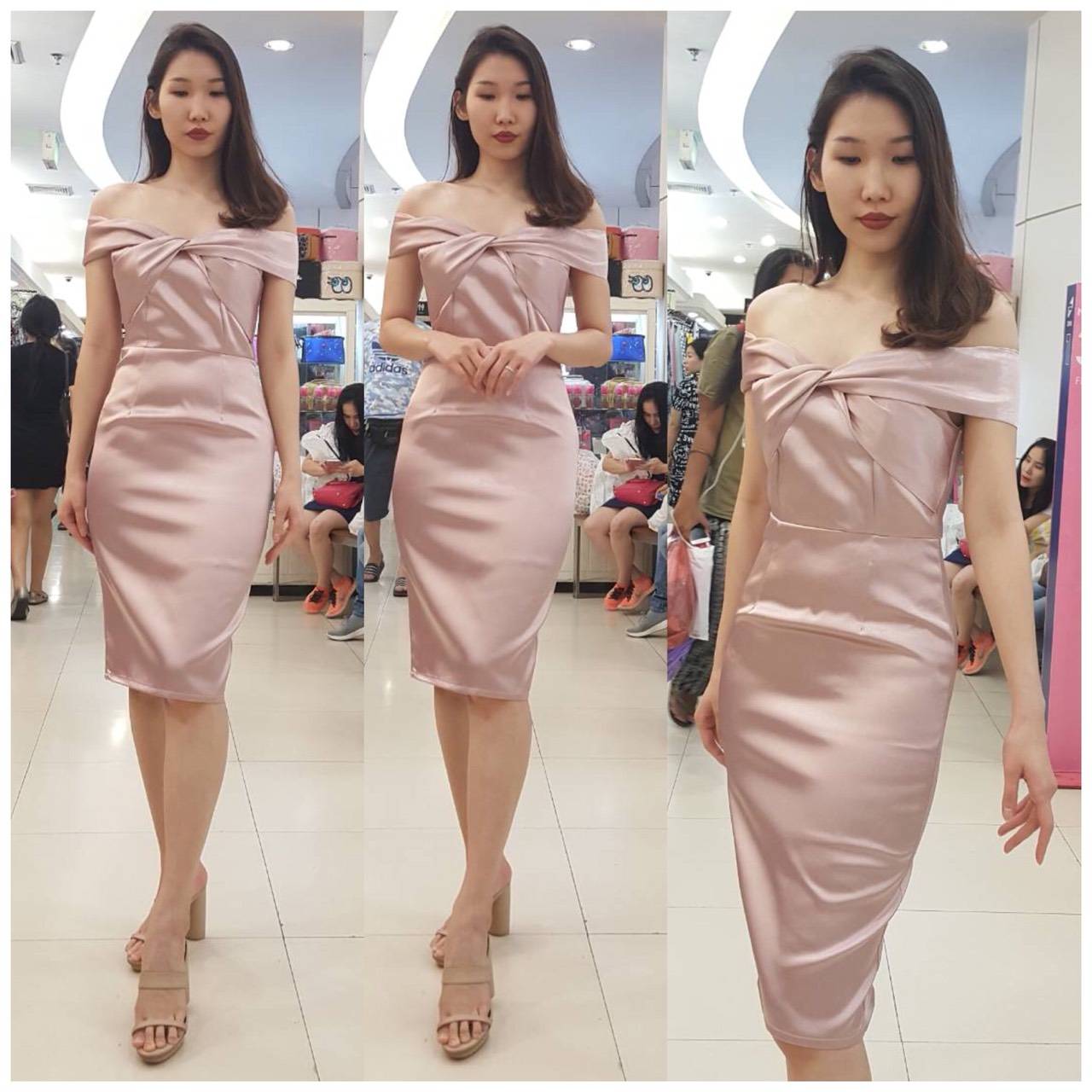 ชุดเพื่อนเจ้าสาว (สั่งตัด) ชุดราตรีสั้น Alyssa - Twist shoulder top & pencil skirt