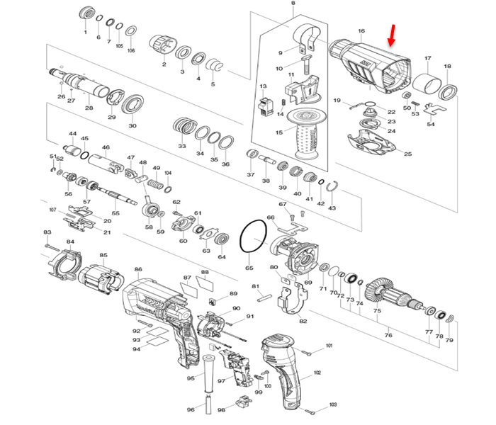 GEAR HOUSING COMPLETE มากีต้า HR2631F [#16] Pn.142970-8 (แท้) ##