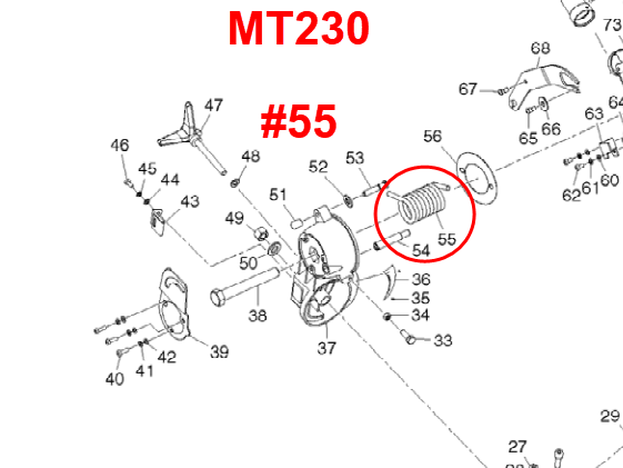 สปริงชุบแข็ง แท่นตัดองศา Maktec, Makita MT230 [#55], M2300, M2300B [#110] Pn.23000050 (แท้) ##