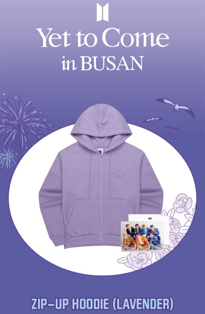 [PRE] BTS เสื้อคลุมฮูดสีม่วงคอนปูซาน Zip- Up Hoodie (Lavender) -ถึงไทยมกราคม-